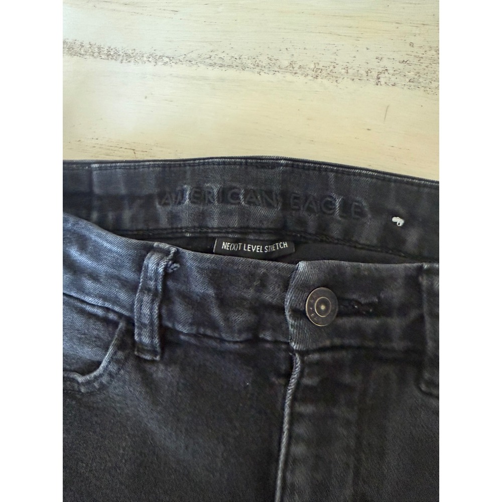 American Eagle Ne(X)t Level Stretch Black Wash Ripped Distressed Skinny Jeans - Picture 3 of 5